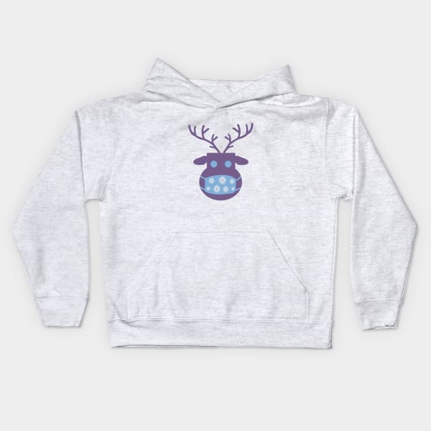 Reindeer with a medical protective mask Kids Hoodie by Farhad